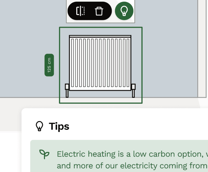 Example tip on heating options during a reno project to save energy