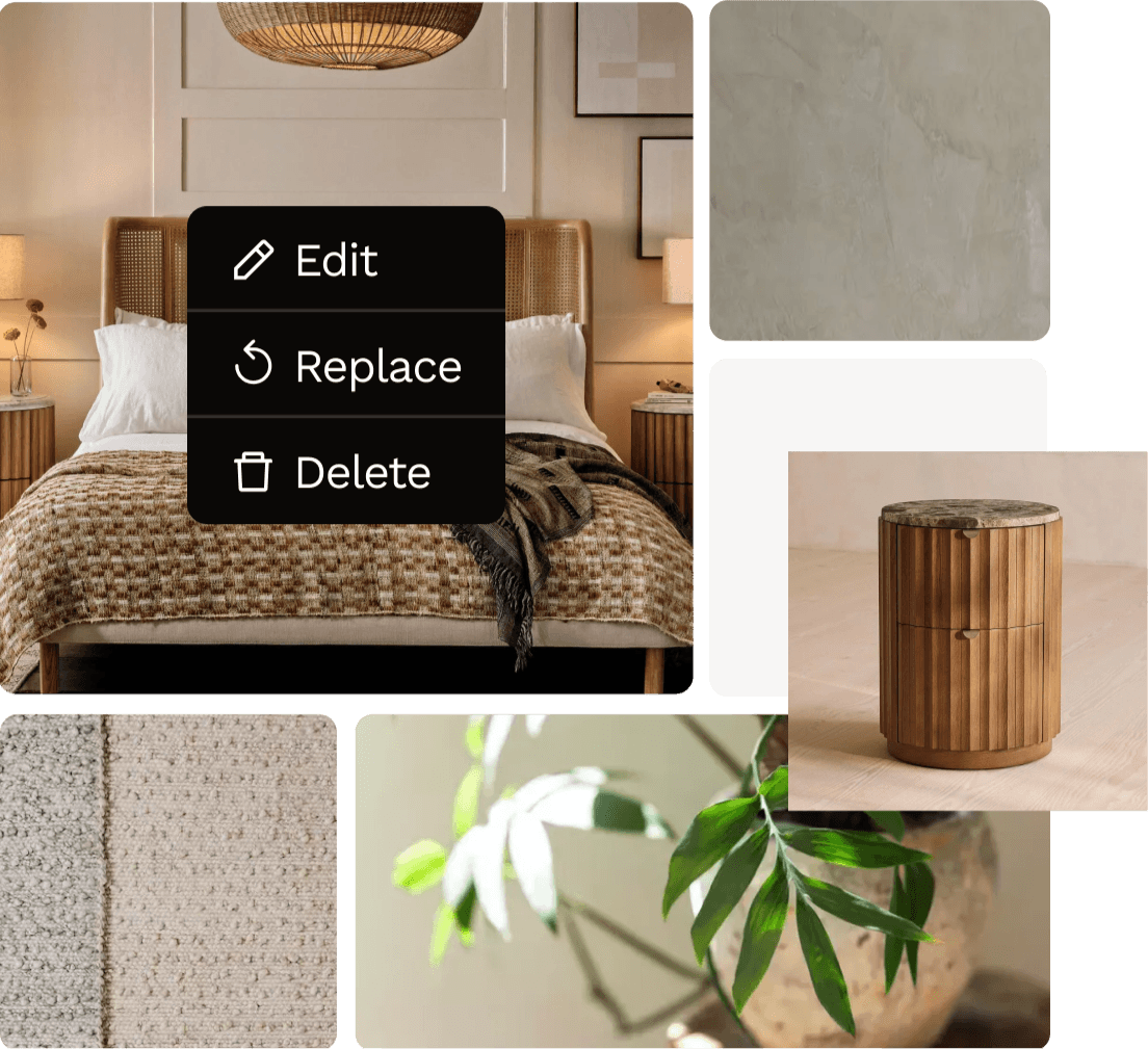 Simple moodboard to share the vision of the style you want to achieve with your bedroom renovation project