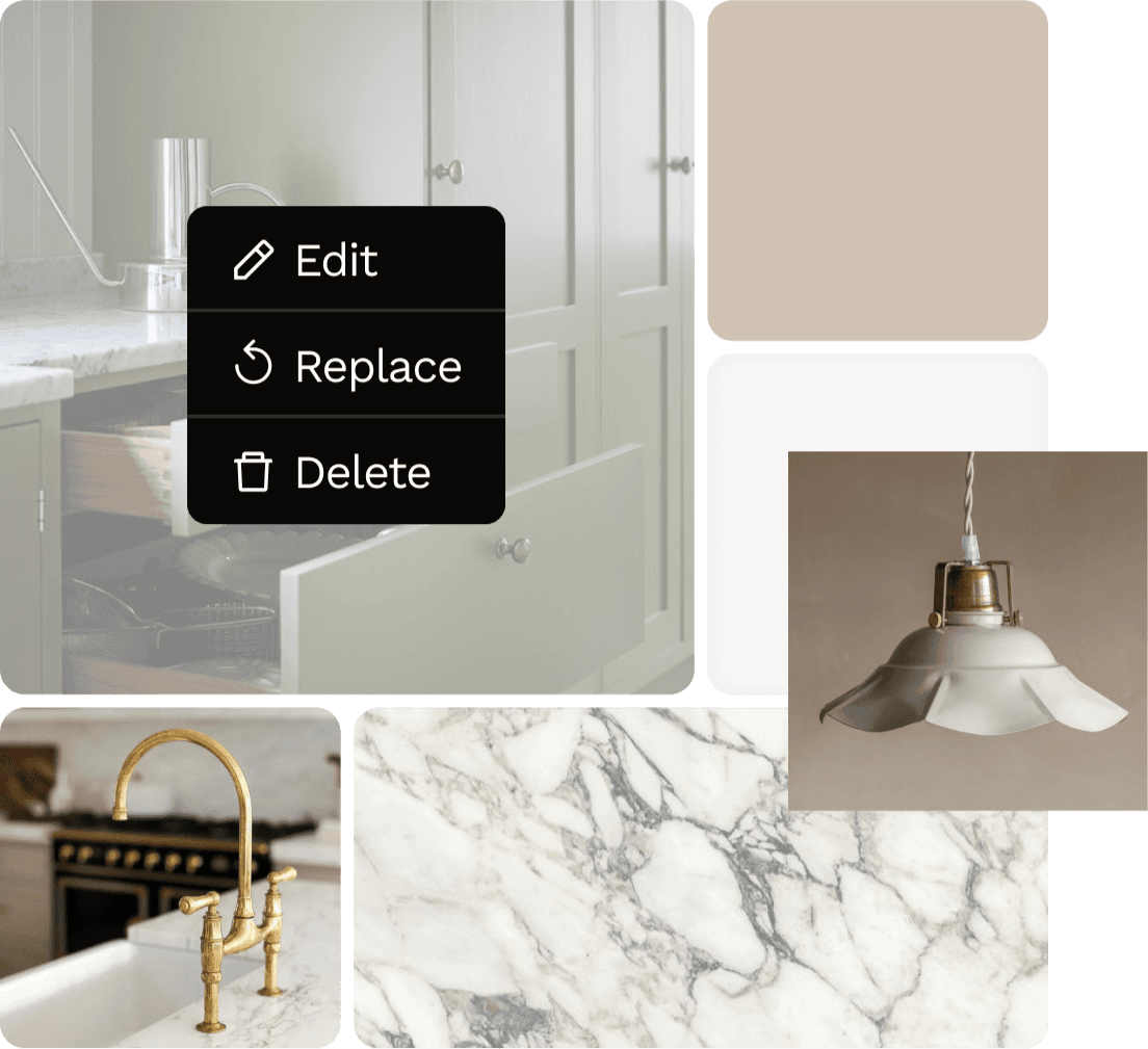 Simple moodboard to share the vision of the style you want to achieve with your renovation project