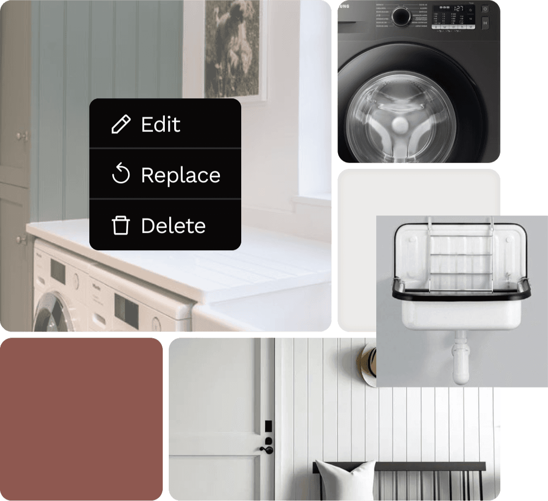 Simple moodboard to share the vision of the style you want to achieve with your utility renovation project