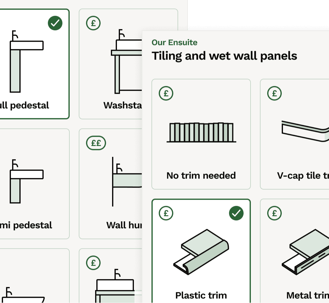 Step by step questions with expert guidance to help specify your bathroom requirements